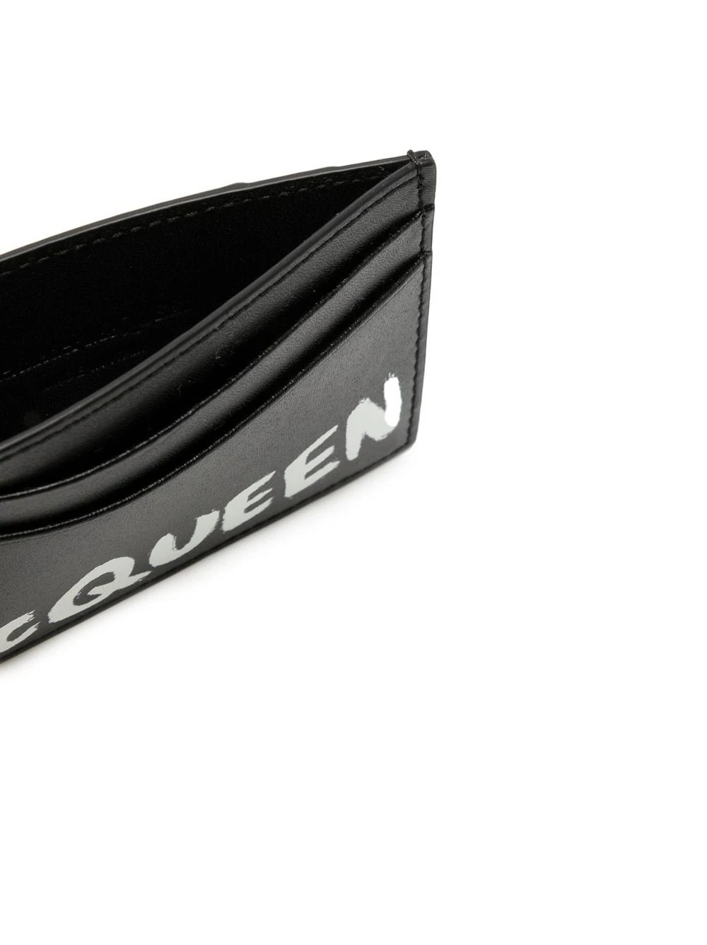 Black And White McQueen Graffiti Card Holder - ALEXANDER MCQUEEN